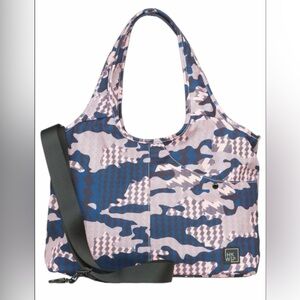 IHKWIP Everyday Shopper Tote with Crossbody Strap Pink and Blue Blush Camo